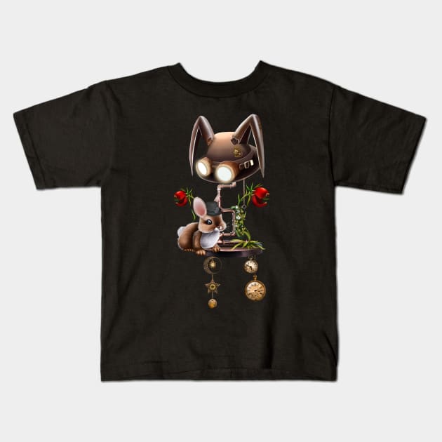 Steampunk, cute little bunny with hat Kids T-Shirt by Nicky2342